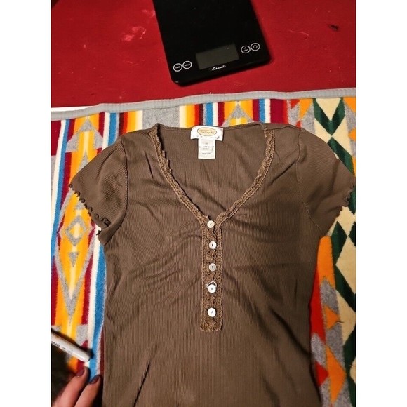 Talbots Top Womens Petite Green Scalloped Neckline Pima Cotton Casual - Picture 3 of 11